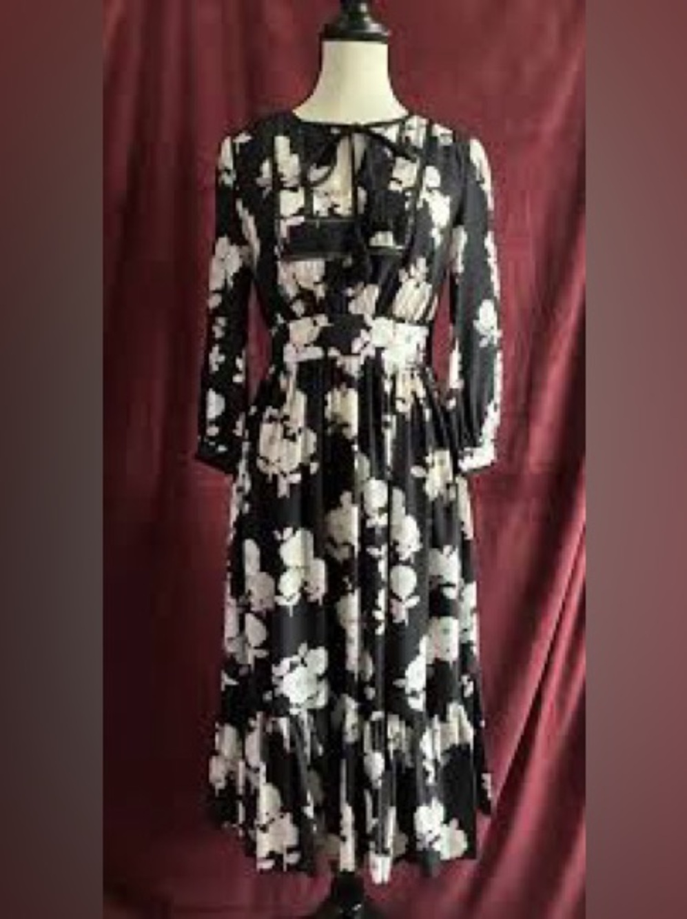 Kate Spade Black Floral Posy Silk Dress, Sz 0
